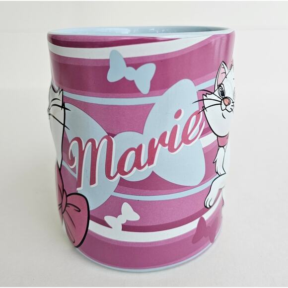 Aristocats Movie Merch Marie Mug Disney Store Pink Cat Coffee Cup Bows Striped - Picture 2 of 9